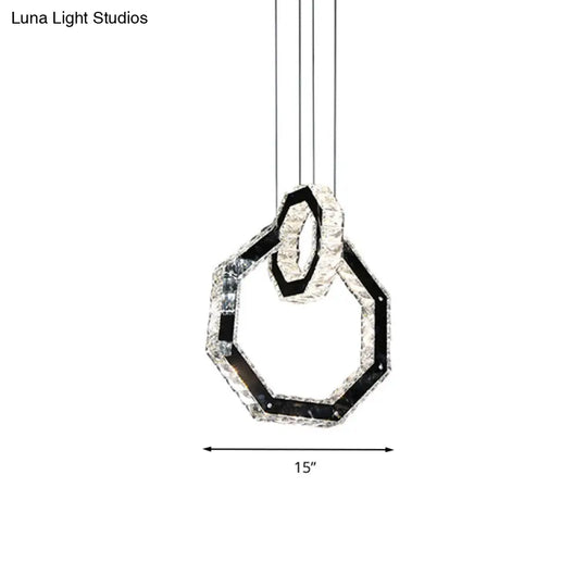 Minimalist Led Black Crystal Chandelier Pendant Light Fixture