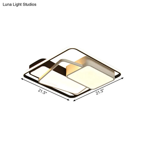 Minimalist Led Ceiling Lamp In Black Geometric Design With Acrylic Shade - Warm/White Light