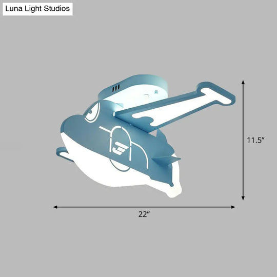 Minimalist Led Ceiling Light For Childs Room - Acrylic Plane Flush Fixture Blue