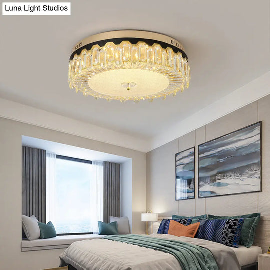 Minimalist Led Ceiling Light With Crystal Shade - Clear Flush Mount For Bedrooms