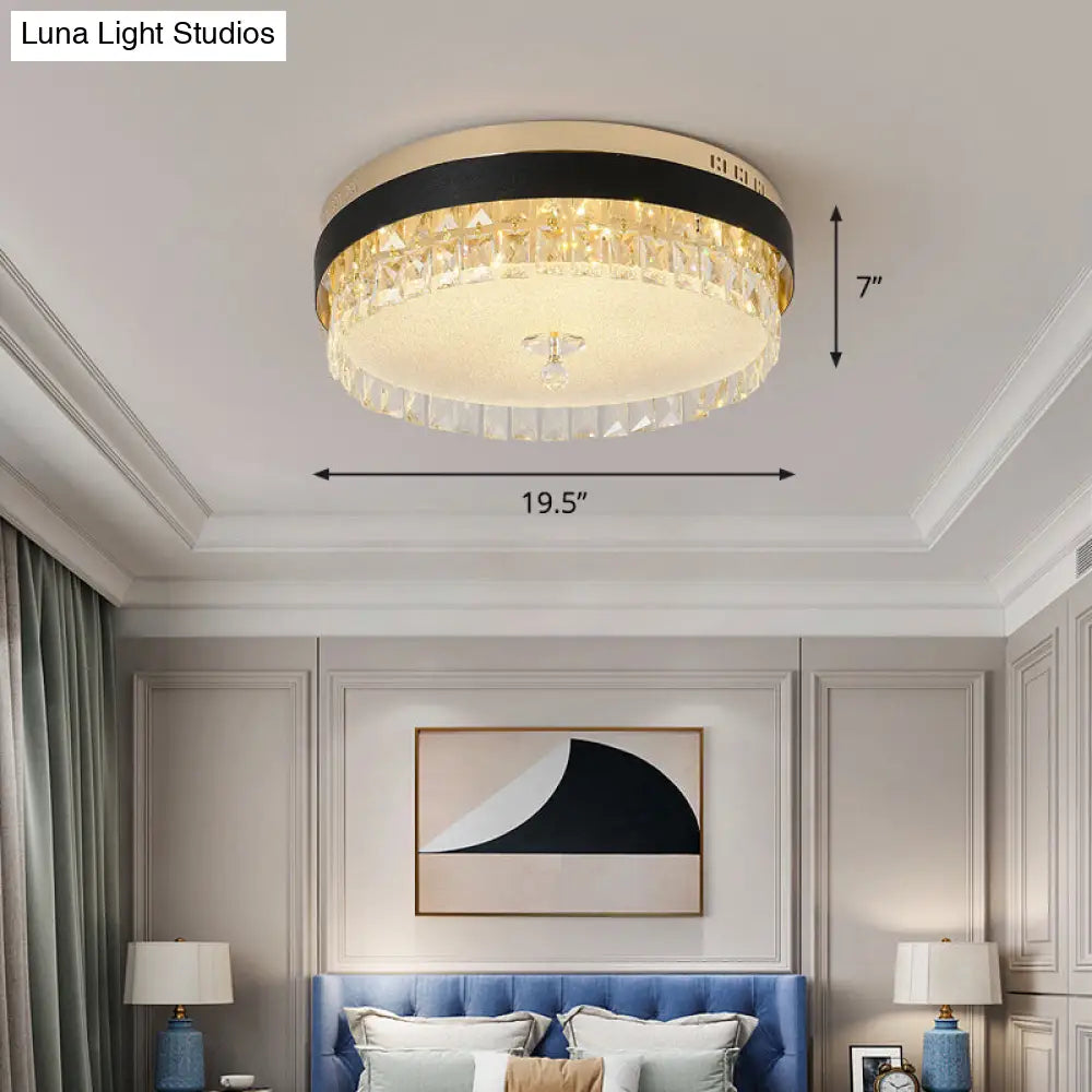 Minimalist Led Ceiling Light With Crystal Shade - Clear Flush Mount For Bedrooms / Rectangle