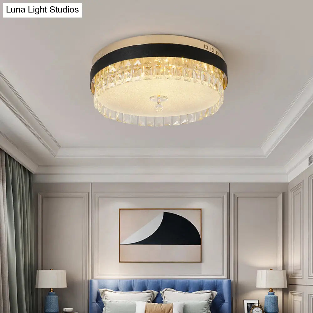 Minimalist Led Ceiling Light With Crystal Shade - Clear Flush Mount For Bedrooms