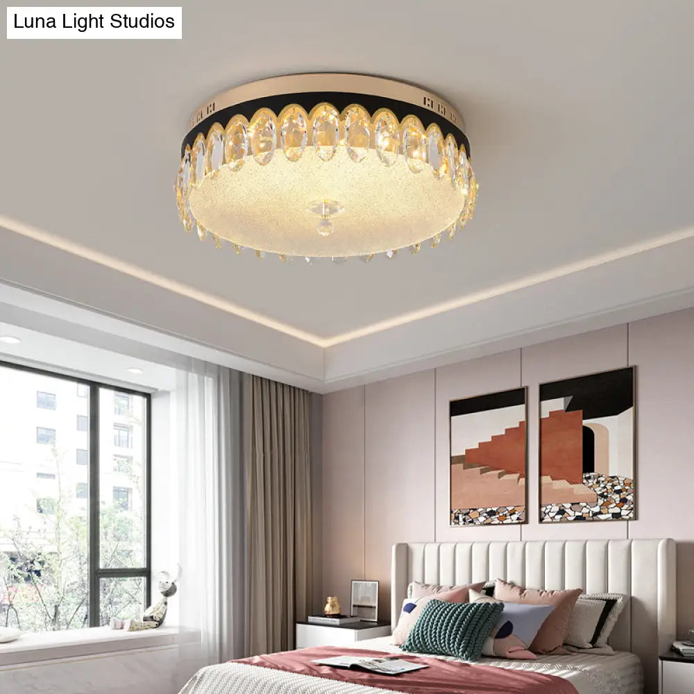 Minimalist Led Ceiling Light With Crystal Shade - Clear Flush Mount For Bedrooms