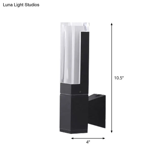 Minimalist Led Courtyard Wall Lamp In Black With Warm/White Light And Acrylic 1/2 Head Sconce