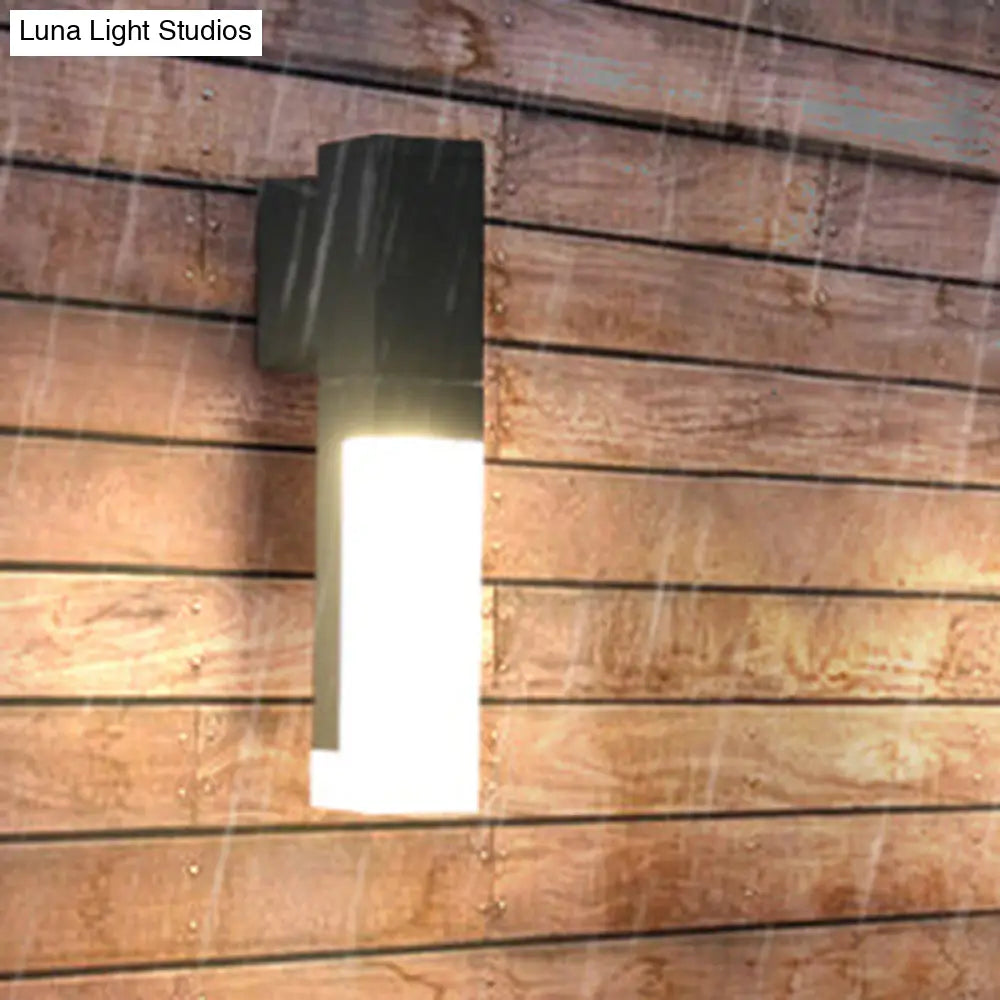 Minimalist Led Courtyard Wall Lamp In Black With Warm/White Light And Acrylic 1/2 Head Sconce