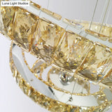 Minimalist Led Crystal Chandelier - Chrome Spiral Hanging Lamp In Warm/2 Color Light
