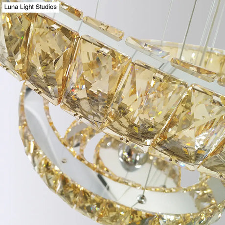 Minimalist Led Crystal Chandelier - Chrome Spiral Hanging Lamp In Warm/2 Color Light