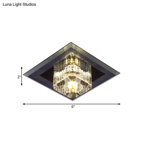 Minimalist Led Crystal Cube Ceiling Light - Compact Flush Mount For Corridors