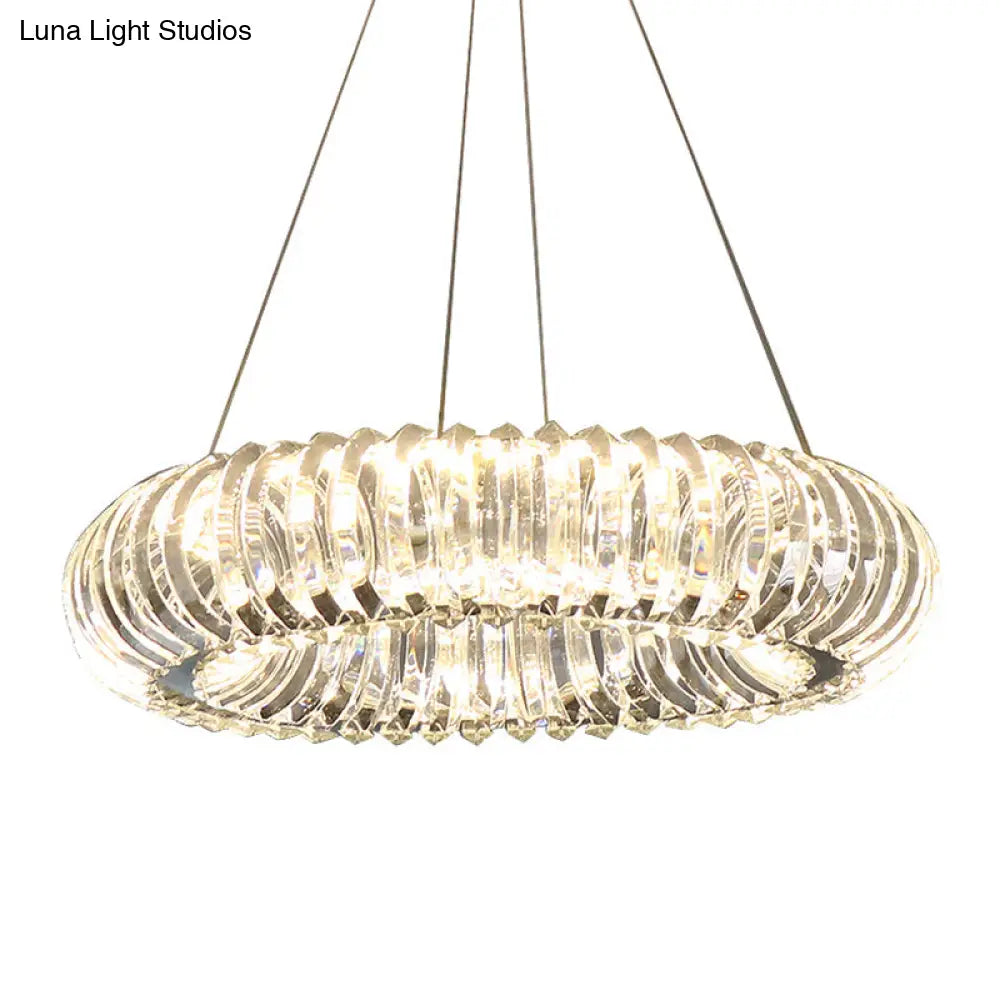 Minimalist Led Crystal Donut Pendant Light Fixture For Dining Room Chandelier