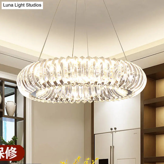 Minimalist Led Crystal Donut Pendant Light Fixture For Dining Room Chandelier