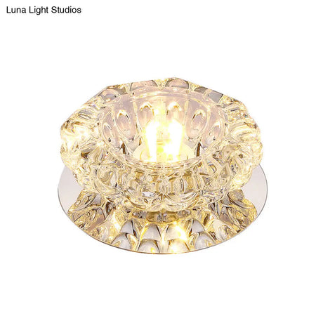 Minimalist Led Crystal Flush Mount Ceiling Lamp For Flower - Inspired Corridors