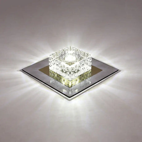 Minimalist Led Crystal Flush Mount For Corridor Lighting Black / White