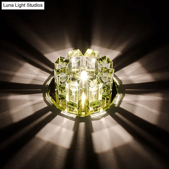 Minimalist Led Crystal Flush Mount Light: Blossom Shade Corridor Fixture Gold