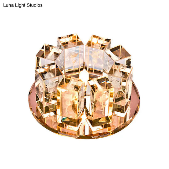 Minimalist Led Crystal Flush Mount Light: Blossom Shade Corridor Fixture