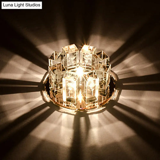 Minimalist Led Crystal Flush Mount Light: Blossom Shade Corridor Fixture Amber