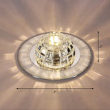 Minimalist Led Crystal Round Flush Mount Lighting For Corridor Spaces Clear / Warm