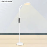 Minimalist Led Floor Reading Lamp With Gooseneck Stand - Metallic White Finish
