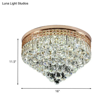 Minimalist Led Flush Ceiling Light With Clear Faceted K9 Crystal For Hallway