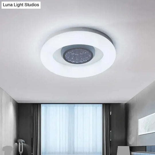 Minimalist Led Flush Mount Ceiling Light - Circular Acrylic Silver/Grey/Black Ideal For Hotels Grey