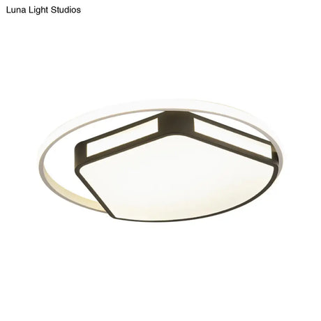 Minimalist Led Flush Mount Ceiling Light In White/Black 16’/19.5’ Round/Square For Bedroom