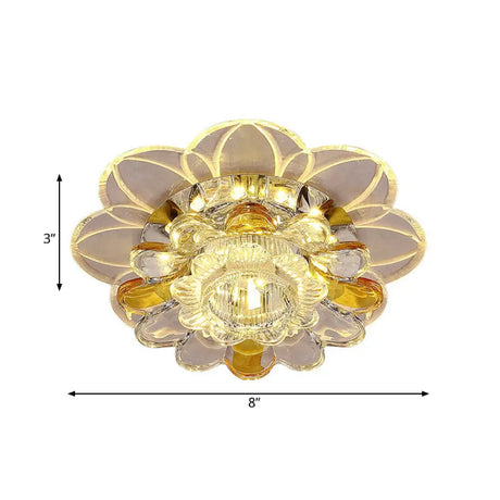 Minimalist Led Flush Mount Ceiling Light With Petal Clear Crystal Shade In Warm/White/Multi Color