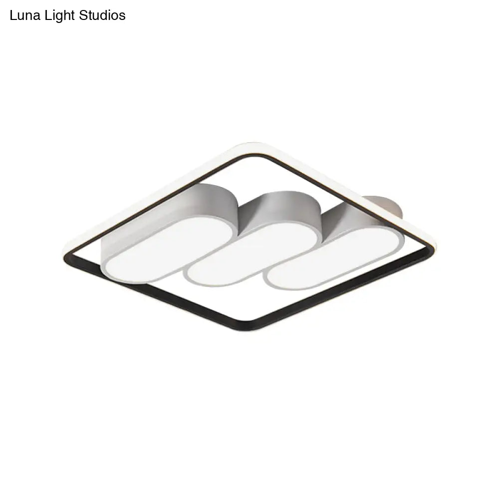 Minimalist Led Flush Mount Ceiling Light With Square Black And White Frame