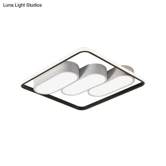 Minimalist Led Flush Mount Ceiling Light With Square Black And White Frame
