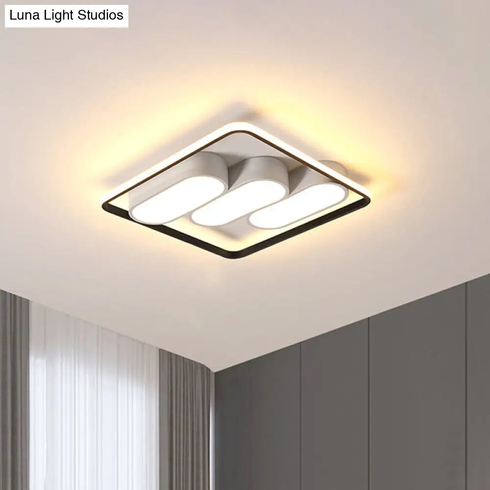 Minimalist Led Flush Mount Ceiling Light With Square Black And White Frame Black-White