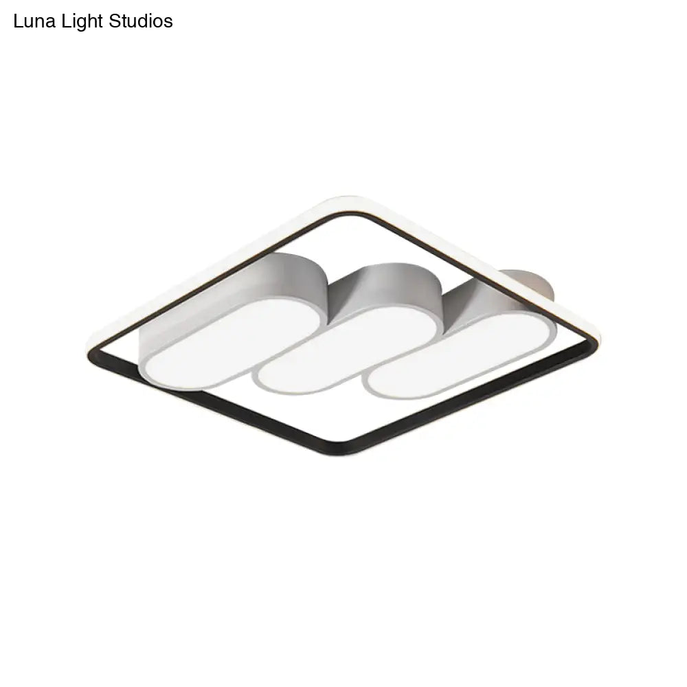Minimalist Led Flush Mount Ceiling Light With Square Black And White Frame