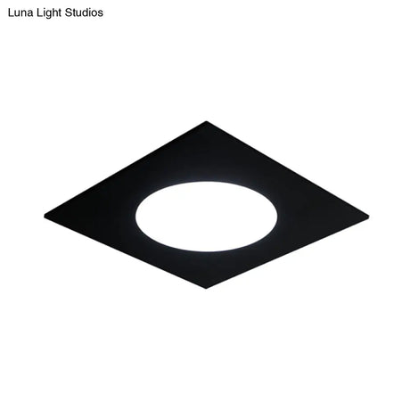 Minimalist Led Flush Mount Light In Metallic Squared Design With White/Warm