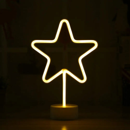 Minimalist Led Geometry Frame Mini Nightstand Lamp - White Plastic Wall Night Light / Star