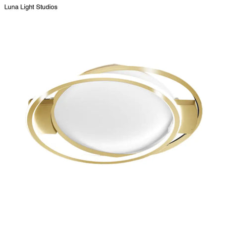 Minimalist Led Gold Dual Ring Flush Mount Lamp In Warm/White Light