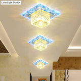 Minimalist Led Hallway Ceiling Lamp With Cube Crystal Shade - Clear Flush Mount Light
