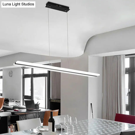 Minimalist Led Hanging Lamp With Black And White Plank Design - Acrylic Island Lighting For Tables