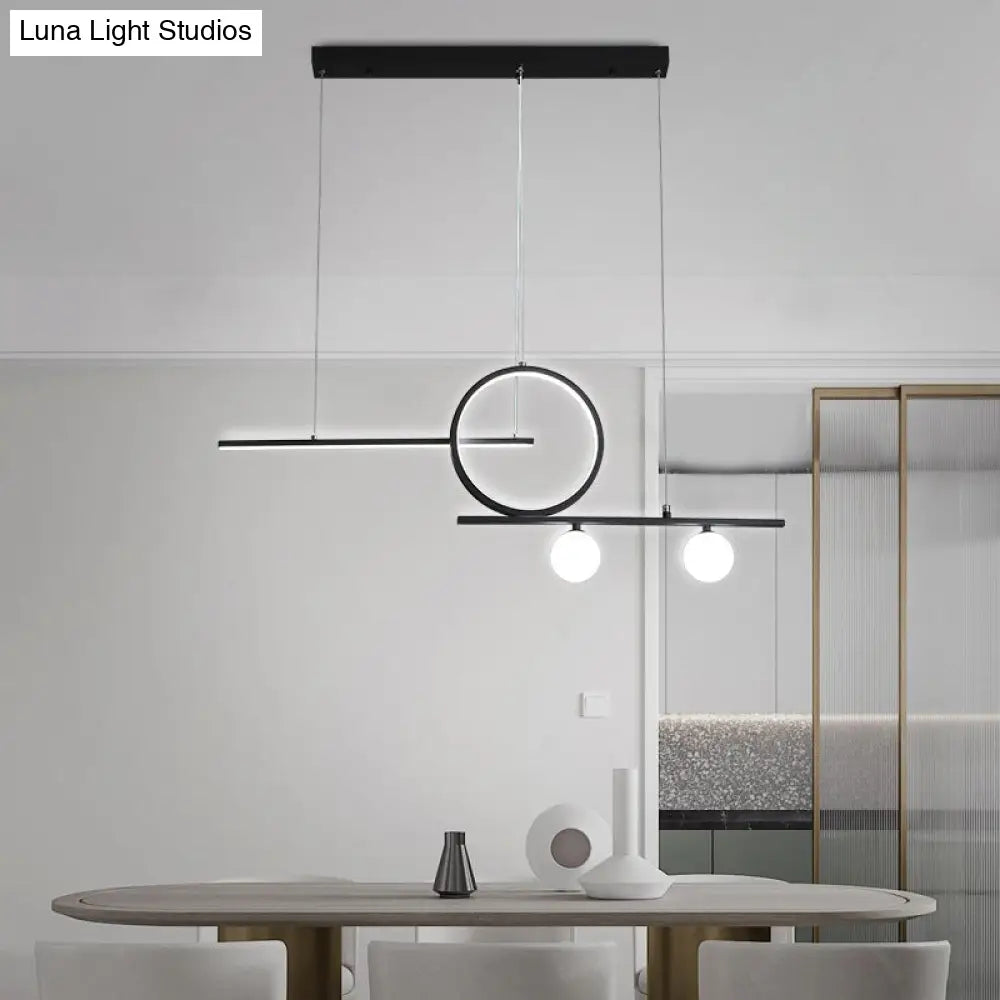Minimalist Led Island Ceiling Light With Globe Acrylic Shade For Dining Room And Kitchen Black /