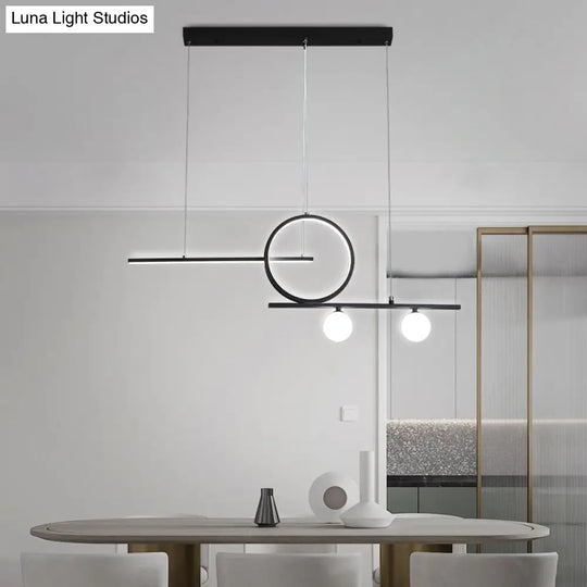 Minimalist Led Island Ceiling Light With Globe Acrylic Shade For Dining Room And Kitchen Black /