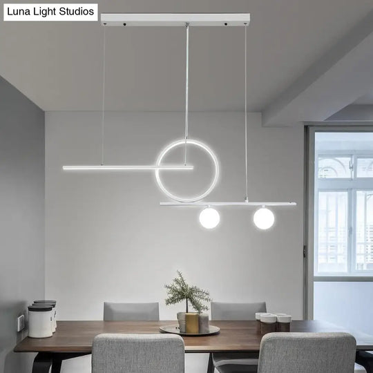 Minimalist Led Island Ceiling Light With Globe Acrylic Shade For Dining Room And Kitchen White /