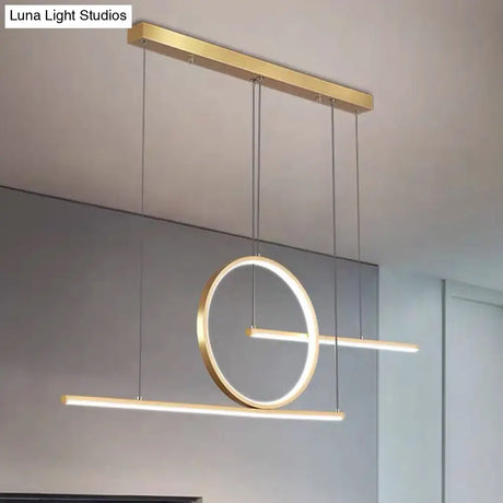 Minimalist Led Island Pendant Light With Halo Ring For Dining Room