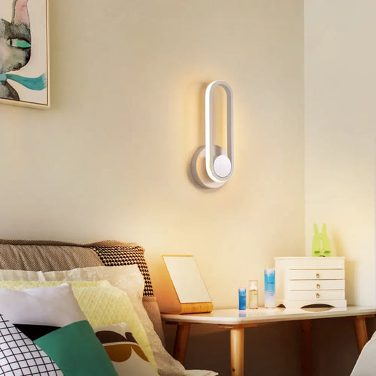 Minimalist Led Oval Wall Sconce Light For Living Room - Stylish Metal Mount Lighting White / Natural