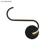 Minimalist Led Sconce In Warm/White Light For Hotels - Black Metal Wall Mounted Lamp