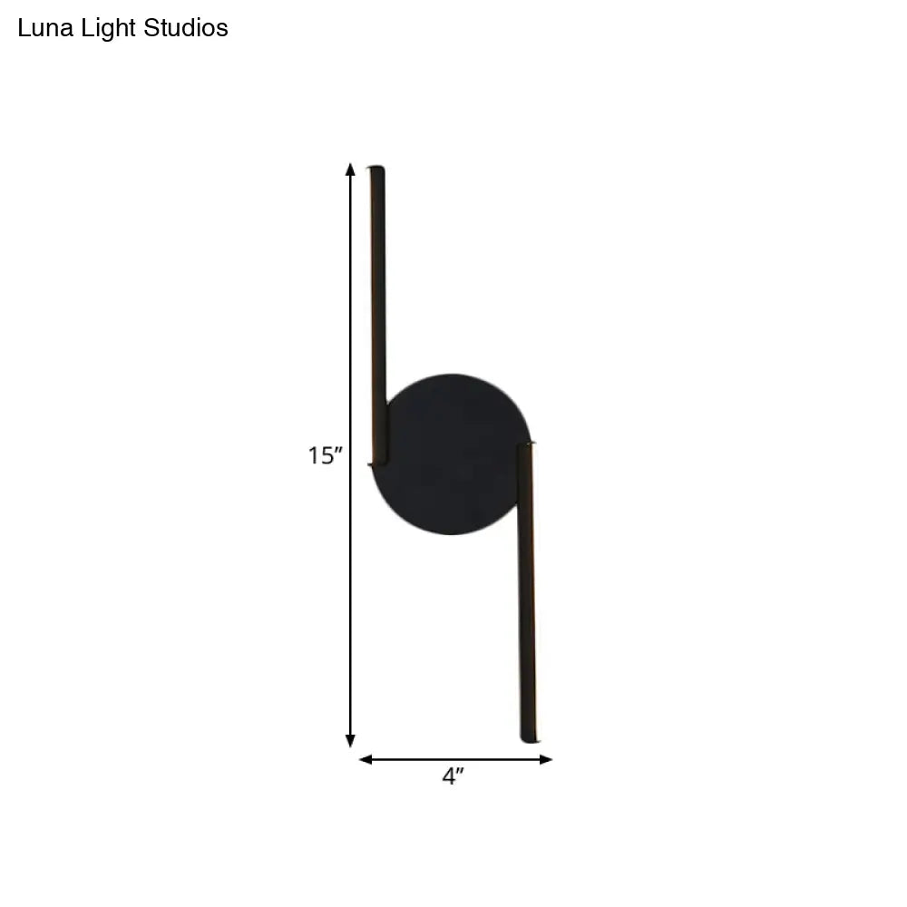 Minimalist Led Sconce In Warm/White Light For Hotels - Black Metal Wall Mounted Lamp