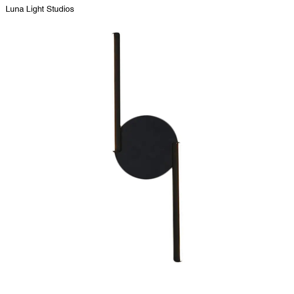 Minimalist Led Sconce In Warm/White Light For Hotels - Black Metal Wall Mounted Lamp