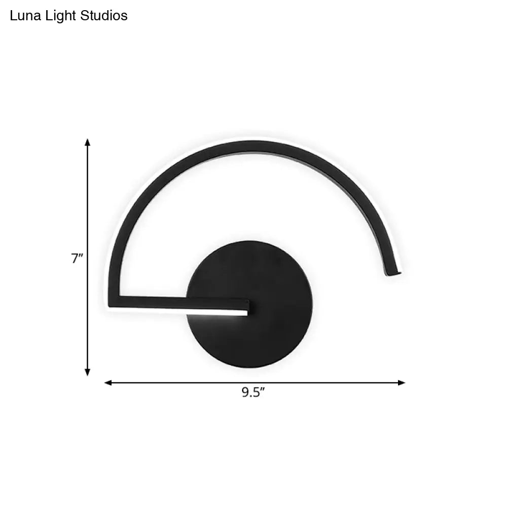 Minimalist Led Sconce In Warm/White Light For Hotels - Black Metal Wall Mounted Lamp