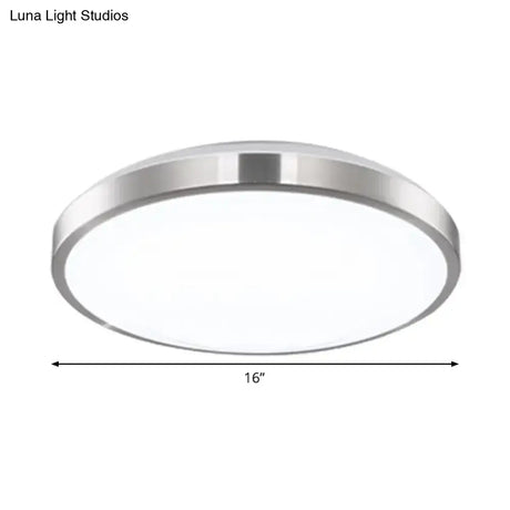 Minimalist Led Silver Flush Mounted Bedroom Ceiling Light - Acrylic Circular 10’/11’/16’ Wide