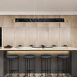 Minimalist Led Suspension Lighting Fixture: Rectangular Island Light With Marble Accent Ideal For