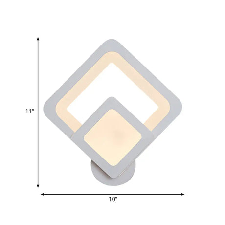 Minimalist Led Wall Sconce Light With Acrylic Shade - White Square/Oval Mounted Lamp Warm/White