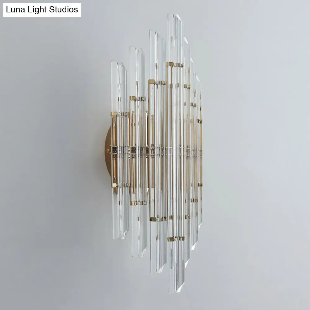 Minimalist Led Wall Sconce Light With K9 Crystal Strip - Rhombus Design For Living Room