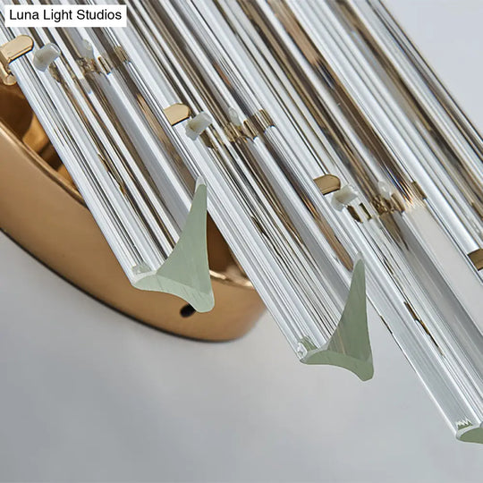 Minimalist Led Wall Sconce Light With K9 Crystal Strip - Rhombus Design For Living Room