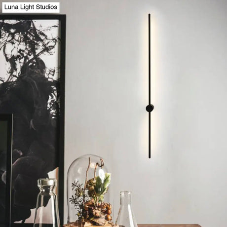 Minimalist Led Wall Sconce Lighting In Black Slim Rod Design - Heights Of 23.5 31.5 And 47 Ideal For