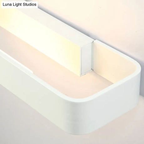 Minimalist Led Wall Sconce: Rectangular Aluminum Fixture 12/16 Diameter Black/White